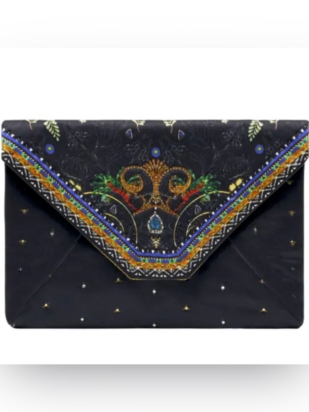 CAMILLA *Blackheath Betty* black silk envelope evening clutch bag pouch sac